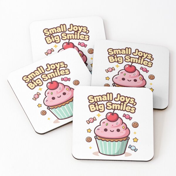 Item preview, Cute kawaii cupcake with a "Small Joys" saying designed and sold by worldshopcolor.