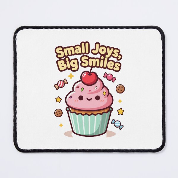 Item preview, Cute kawaii cupcake with a "Small Joys" saying designed and sold by worldshopcolor.