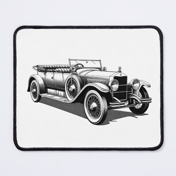 Item preview, Vintage Classic Car – Black and White Antique Automobile Illustration designed and sold by inkoutninja.