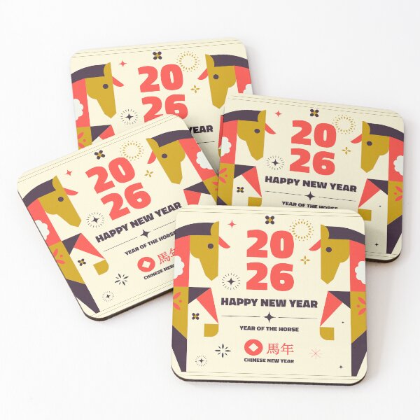 Item preview, Geometric Year of the Horse 2026 Chinese New Year Greeting Card – Double Horse and Lantern Design designed and sold by FestivityFinds.
