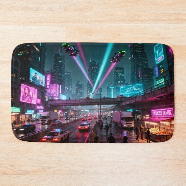 Item preview, Night City Street Scene Cyber Punk designed and sold by aykiradesigns.