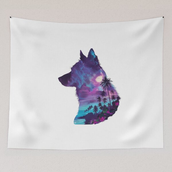 Item preview, Moonlit Tropical Dog Silhouette designed and sold by luckyilio.