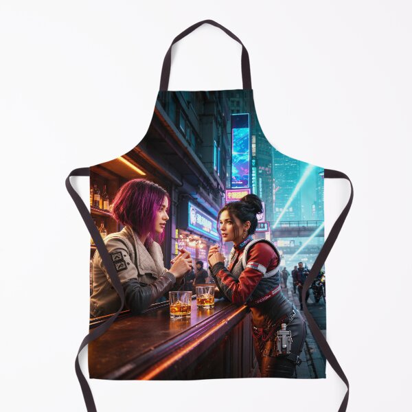 Item preview, Two ladies talking at a street bar in Night City designed and sold by aykiradesigns.