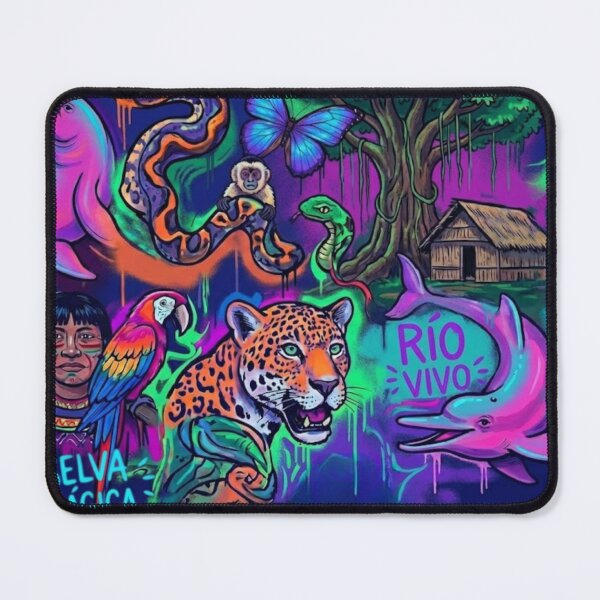 Item preview, Magical Rainforest Peru Amazon Jaguar and Pink Dolphin designed and sold by Daniben2003.