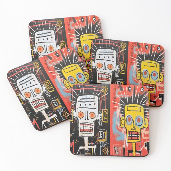 Item preview, Duality of Expression – Abstract Skull Portraits in Basquiat Style designed and sold by Groovy Looks.