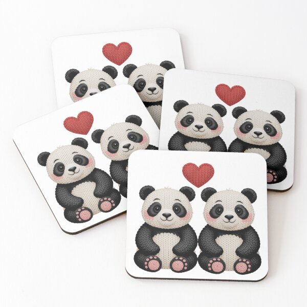 Item preview, Knitted Panda Couple with Heart designed and sold by GamerGearTees.