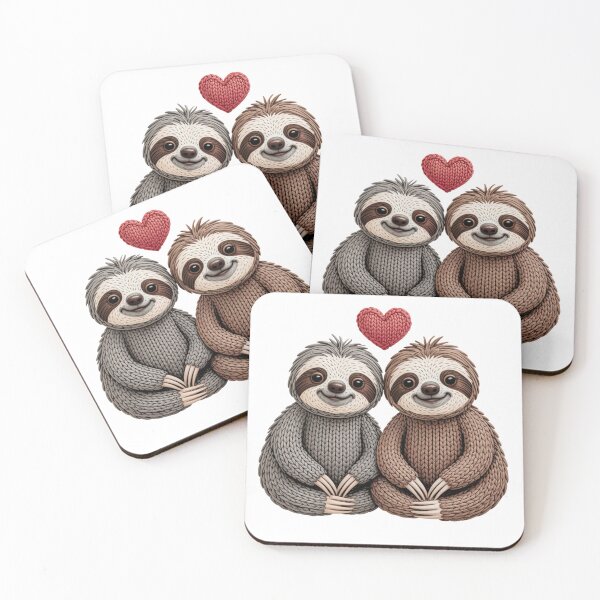 Item preview, Knitted Sloth Couple with Heart designed and sold by GamerGearTees.