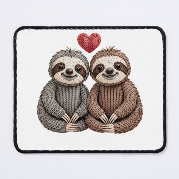Item preview, Knitted Sloth Couple with Heart designed and sold by GamerGearTees.