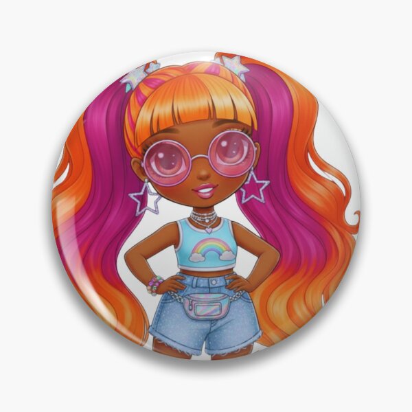Item preview, Sunset Dreamer Doll – Orange & Pink Pigtails Summer Style designed and sold by DevineBeauty.