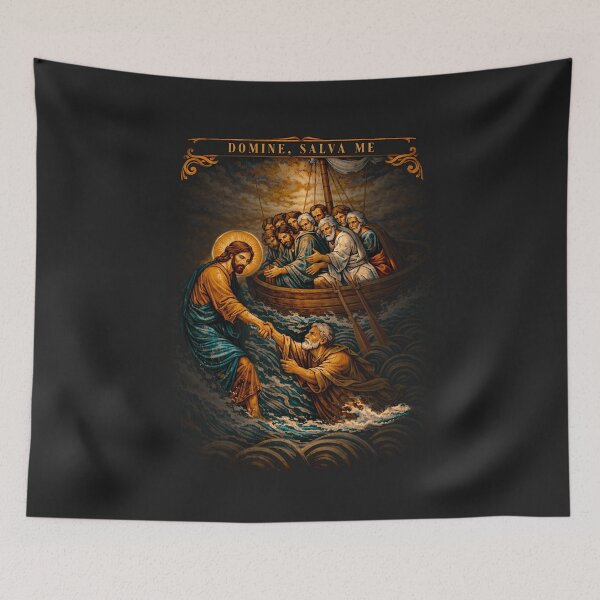 Item preview, Domine, Salva Me — Christ Lifting Peter (Gallery Icon Tee) designed and sold by Sanctum Icons.