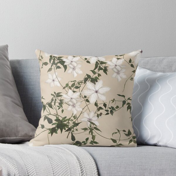 Item preview, White Clematis Vine Floral Pattern | Beige Botanical Wall Art designed and sold by homybear.