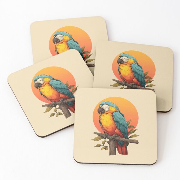 Item preview, Sleeping little parrot in front of the sun – Cute bird cartoon illustration designed and sold by Meiersbeste.