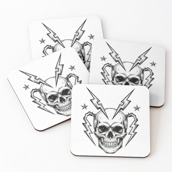 Item preview, Skull with lightning bolts coming out of its eyes, surrounded by stars designed and sold by VerizalShop.