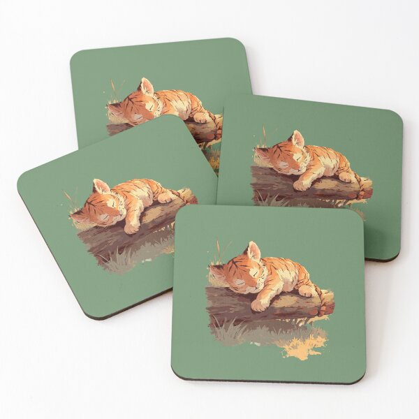 Item preview, Sleeping tiger cub on a tree trunk – Cute tiger cartoon illustration designed and sold by Meiersbeste.