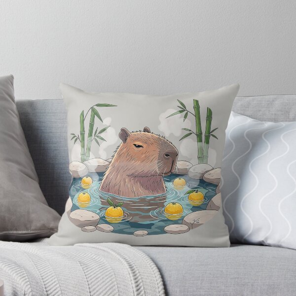Item preview, Kawaii Capybara Yuzu Bath Illustration designed and sold by SholoStudio.