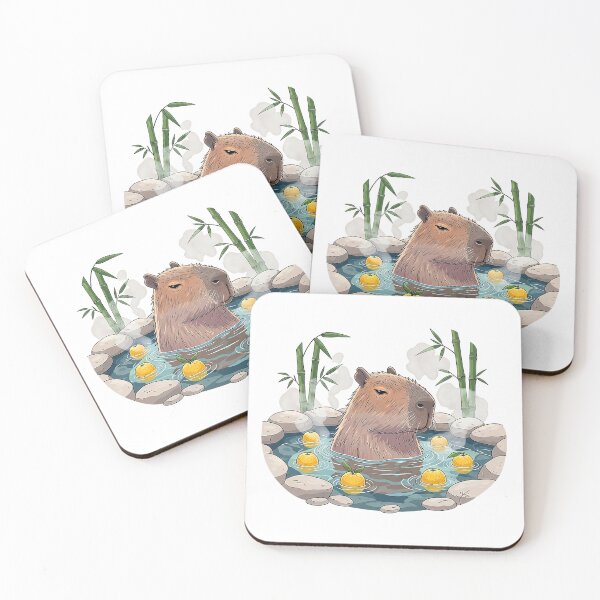 Item preview, Kawaii Capybara Yuzu Bath Illustration designed and sold by SholoStudio.