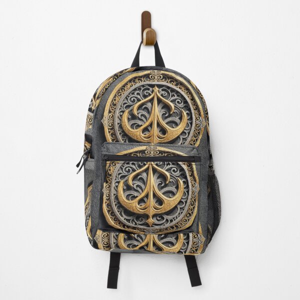 Item preview, Filigree ornate trishul on a medallion on top of baroque leather designed and sold by ShaDeS-AI-Art.