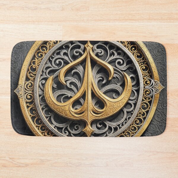 Item preview, Filigree ornate trishul on a medallion on top of baroque leather designed and sold by ShaDeS-AI-Art.