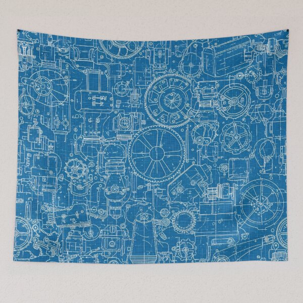 Item preview, Mechanical Blueprint Collage designed and sold by Kaleidoscope Print.