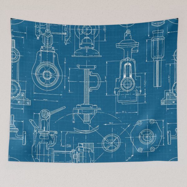 Item preview, Vintage Valve Blueprint designed and sold by Kaleidoscope Print.