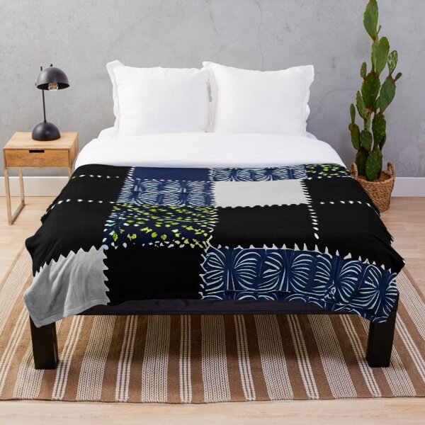 Item preview, Navy Patchwork with Leaf Motifs designed and sold by AllieMore.