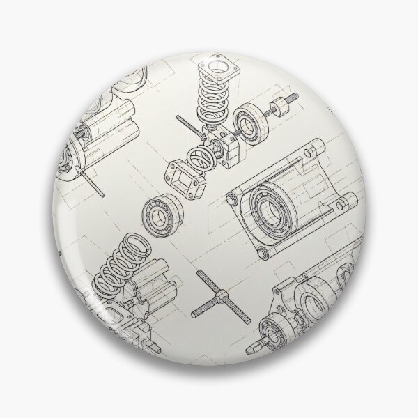 Item preview, Mechanical Exploded Blueprint designed and sold by Kaleidoscope Print.