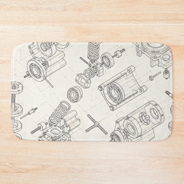 Item preview, Mechanical Exploded Blueprint designed and sold by Kaleidoscope Print.