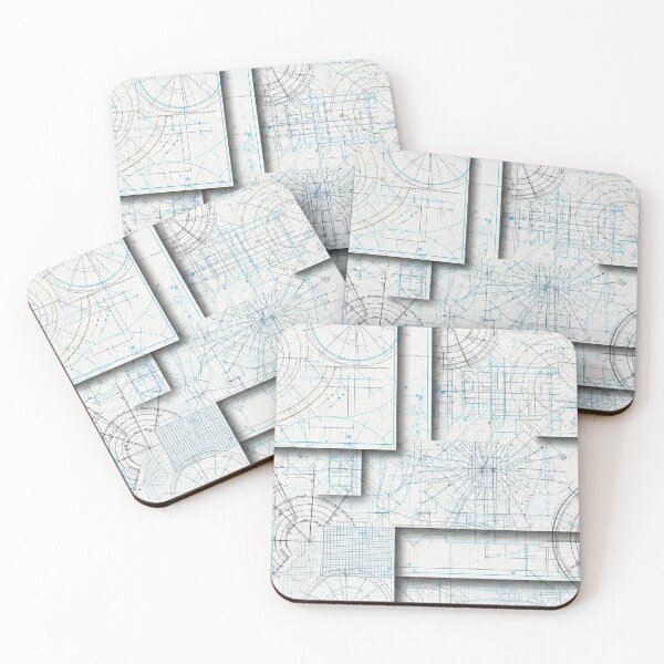 Item preview, Layered Blueprint Collage designed and sold by Kaleidoscope Print.