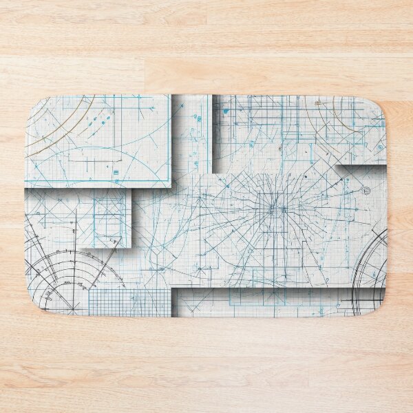 Item preview, Layered Blueprint Collage designed and sold by Kaleidoscope Print.