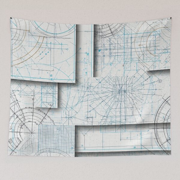 Item preview, Layered Blueprint Collage designed and sold by Kaleidoscope Print.