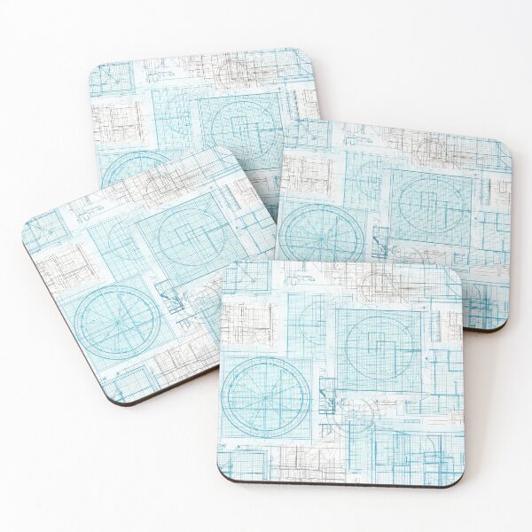 Item preview, Cyan Blueprint Gridwork designed and sold by Kaleidoscope Print.