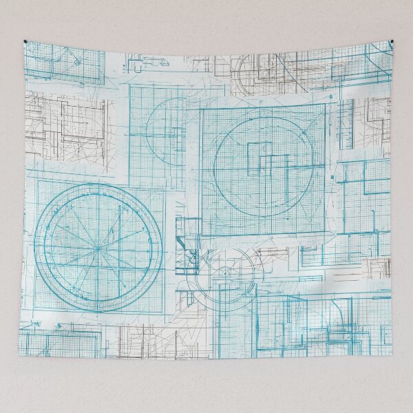 Item preview, Cyan Blueprint Gridwork designed and sold by Kaleidoscope Print.