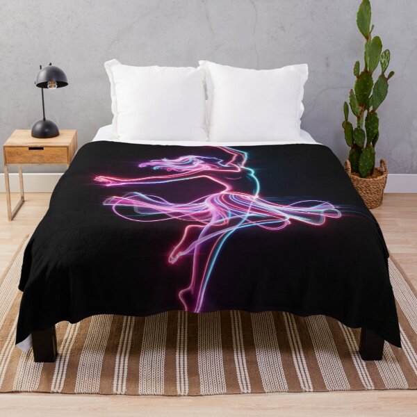 Item preview, Lightwave Grace – Neon ballet dancer silhouette, line art with vibrant glow designed and sold by FusiTink.