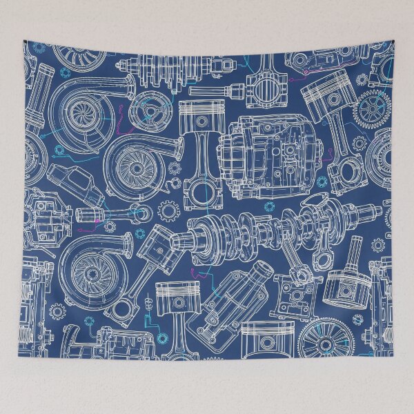 Item preview, Engine Blueprint Pattern designed and sold by Kaleidoscope Print.