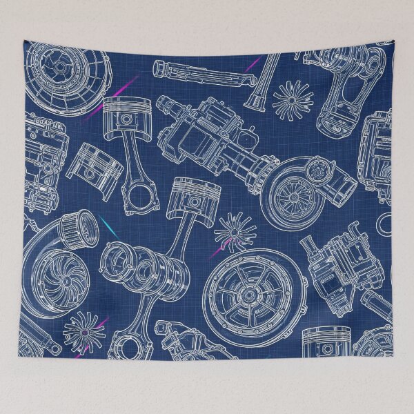 Item preview, Turbo Blueprint Pattern designed and sold by Kaleidoscope Print.