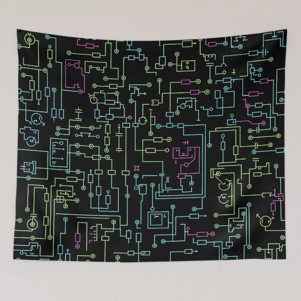 Item preview, Neon Circuit Schematic designed and sold by Kaleidoscope Print.
