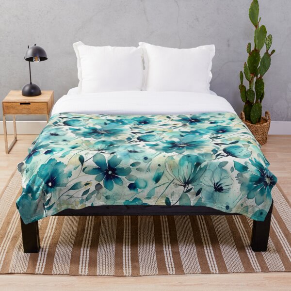 Item preview, Light teal watercolor flowers designed and sold by Baart72.