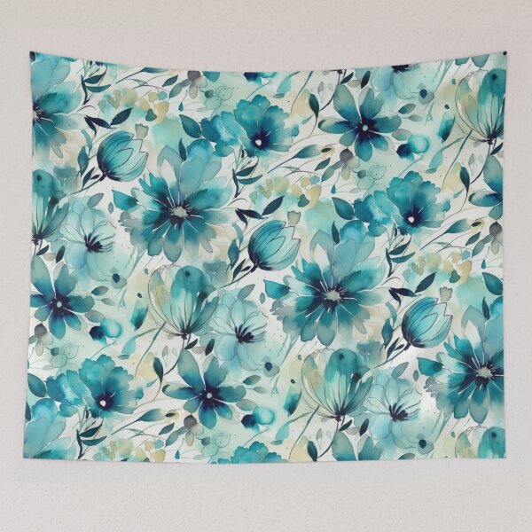 Item preview, Light teal watercolor flowers designed and sold by Baart72.