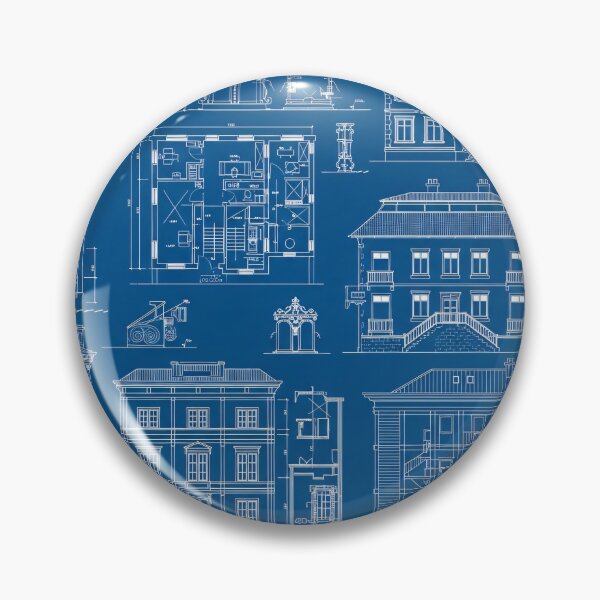 Item preview, Vintage House Blueprint Collage designed and sold by Kaleidoscope Print.