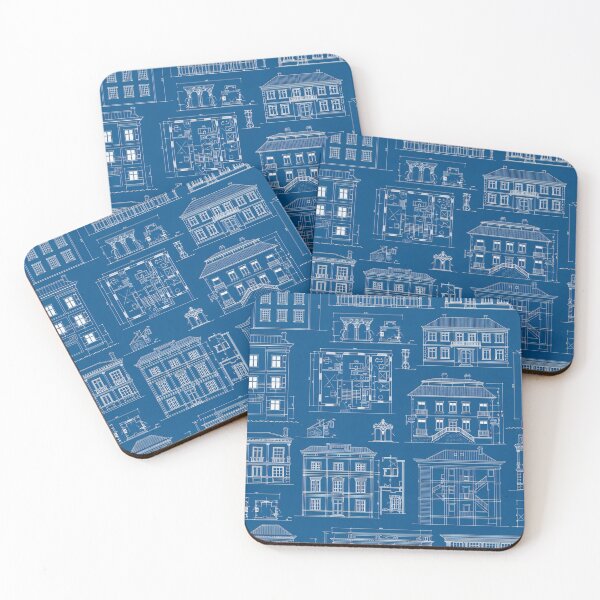 Item preview, Vintage House Blueprint Collage designed and sold by Kaleidoscope Print.