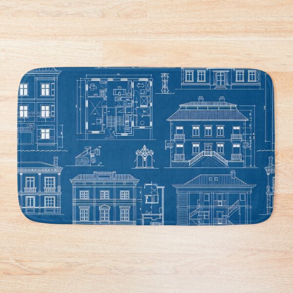Item preview, Vintage House Blueprint Collage designed and sold by Kaleidoscope Print.