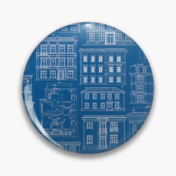 Item preview, Townhouse Blueprint Pattern designed and sold by Kaleidoscope Print.