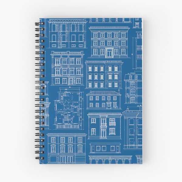 Item preview, Townhouse Blueprint Pattern designed and sold by Kaleidoscope Print.