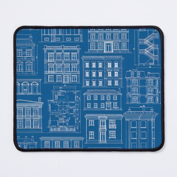 Item preview, Townhouse Blueprint Pattern designed and sold by Kaleidoscope Print.