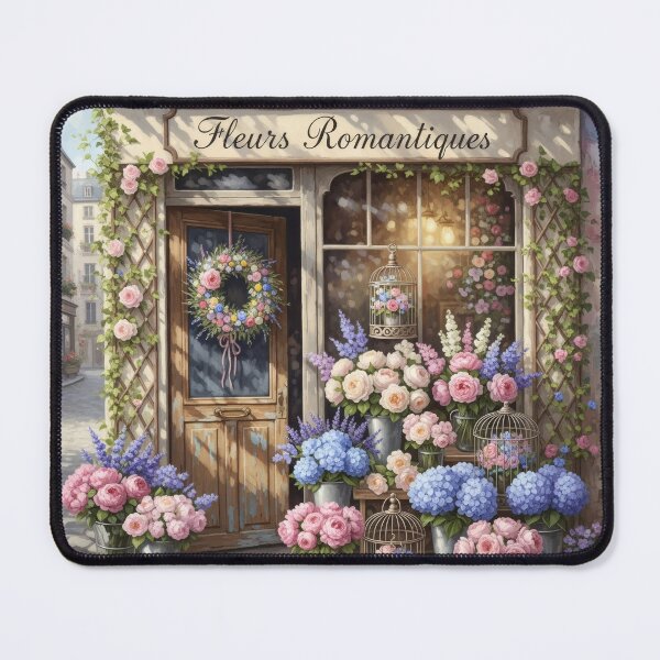 Item preview, French Flower Shop Paris France Painting Scene Street dining room kitchen designed and sold by TheTimeTaxi.