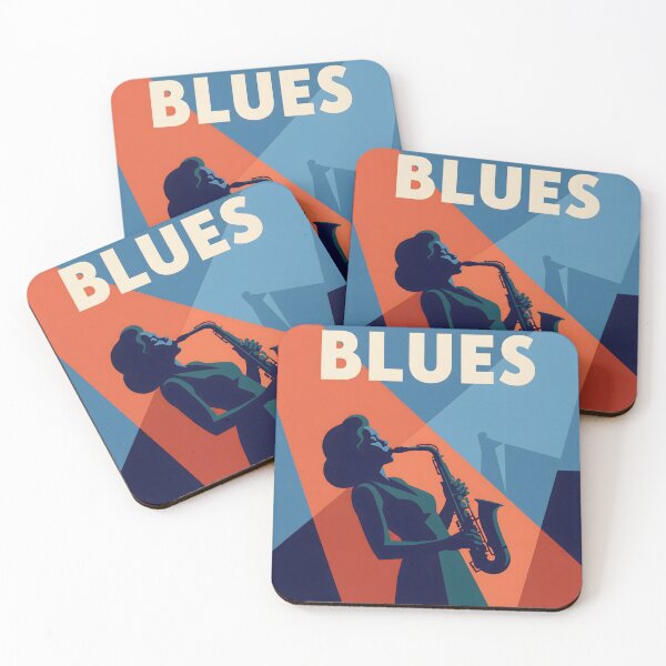Item preview, Saxophone Blues Poster – Female Jazz Silhouette Wall Art, Retro Music Room Decor Print, Bold Blue Orange Stage Lights designed and sold by AbstractAuraArt.