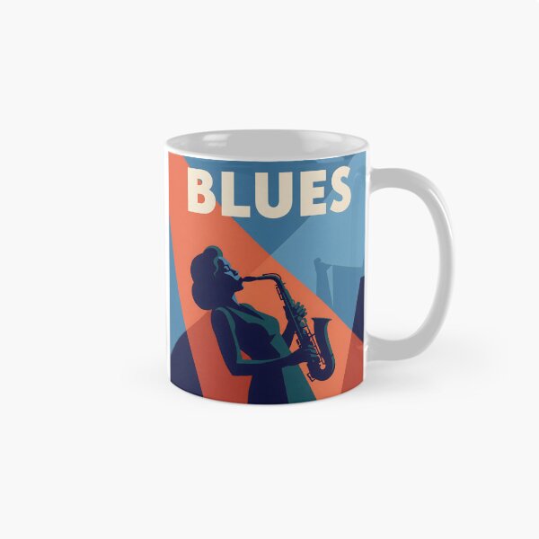 Item preview, Saxophone Blues Poster – Female Jazz Silhouette Wall Art, Retro Music Room Decor Print, Bold Blue Orange Stage Lights designed and sold by AbstractAuraArt.
