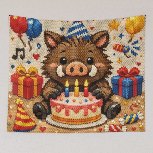Item preview, Cute Wild Boar Birthday – Ugly Christmas Sweater Style Party Motif designed and sold by Mauswohn.