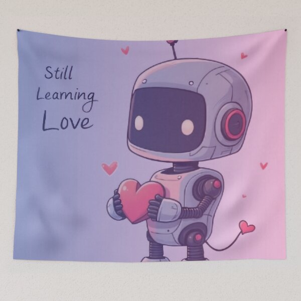 Item preview, Still Learning Love – Cute Robot Heart AI Aesthetic Art designed and sold by Taviofashion.