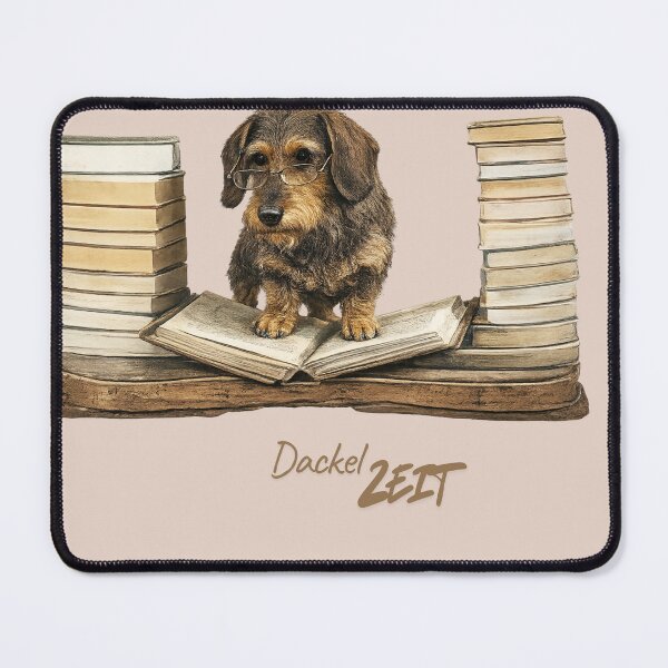 Item preview, Wirehaired Dachshund with books designed and sold by Dackelwissen.